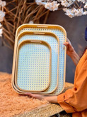 سینی مستطیل سه تایی بامبو