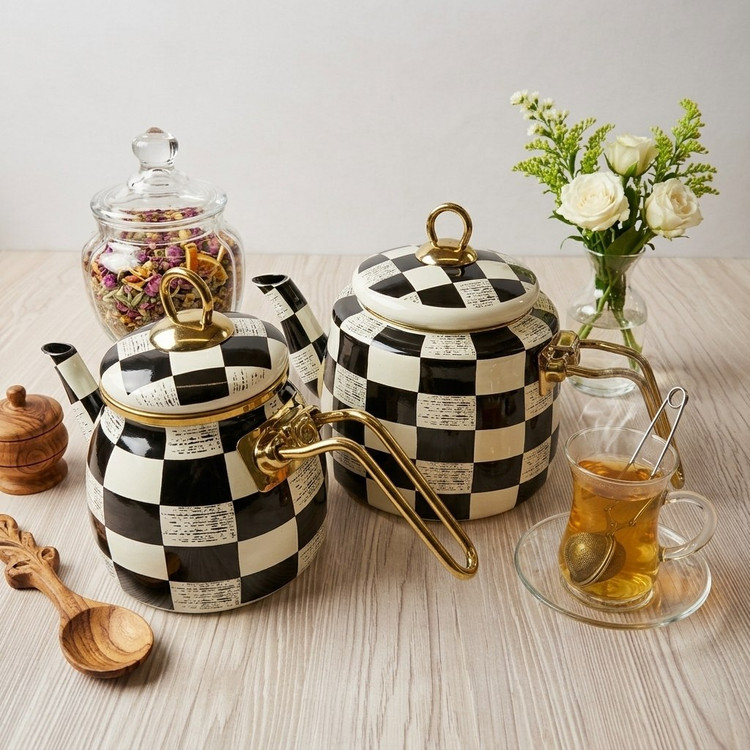 کتری قوری لعابی طرح پاچی